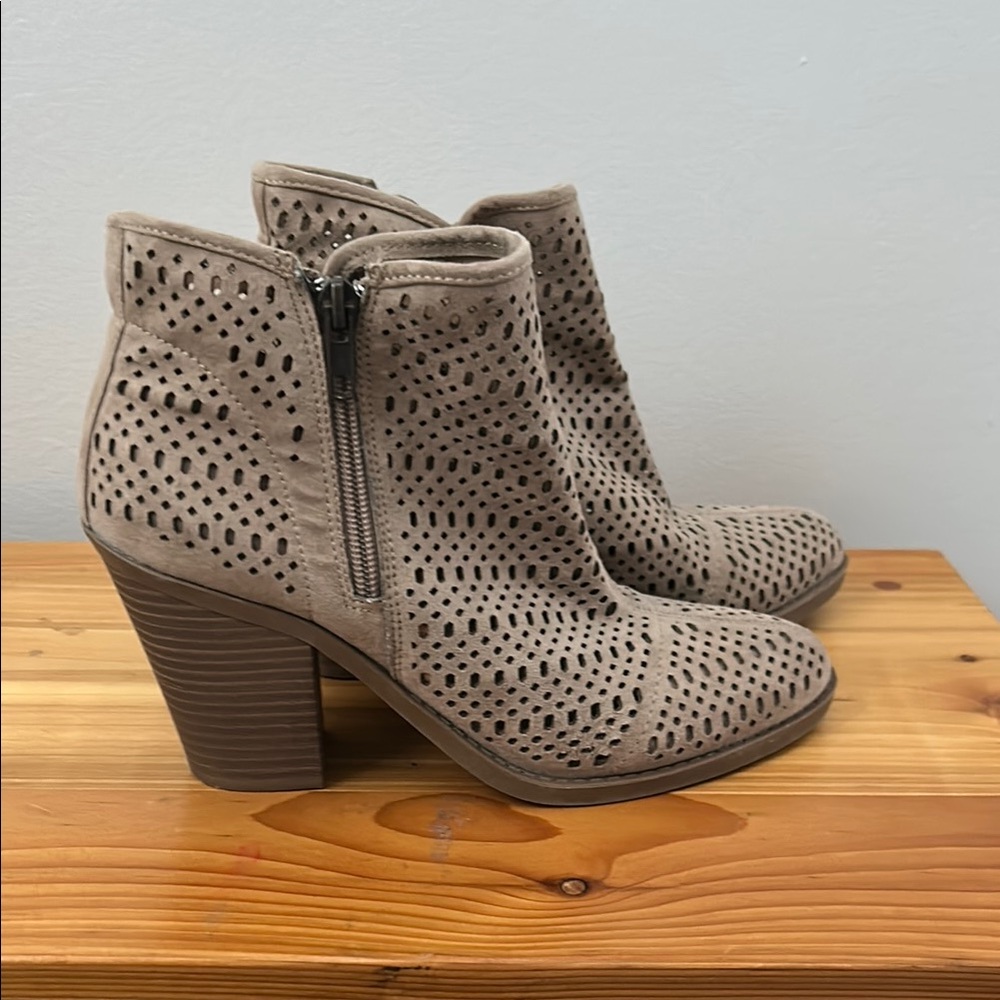 Esprit Tan Heeled Boots with Perforated Design